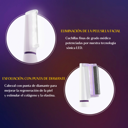 Professional Skin Transformation Tool, 2-in-1: Removes Peach-Fuzz & Exfoliates for Instant Spa-Smooth Skin